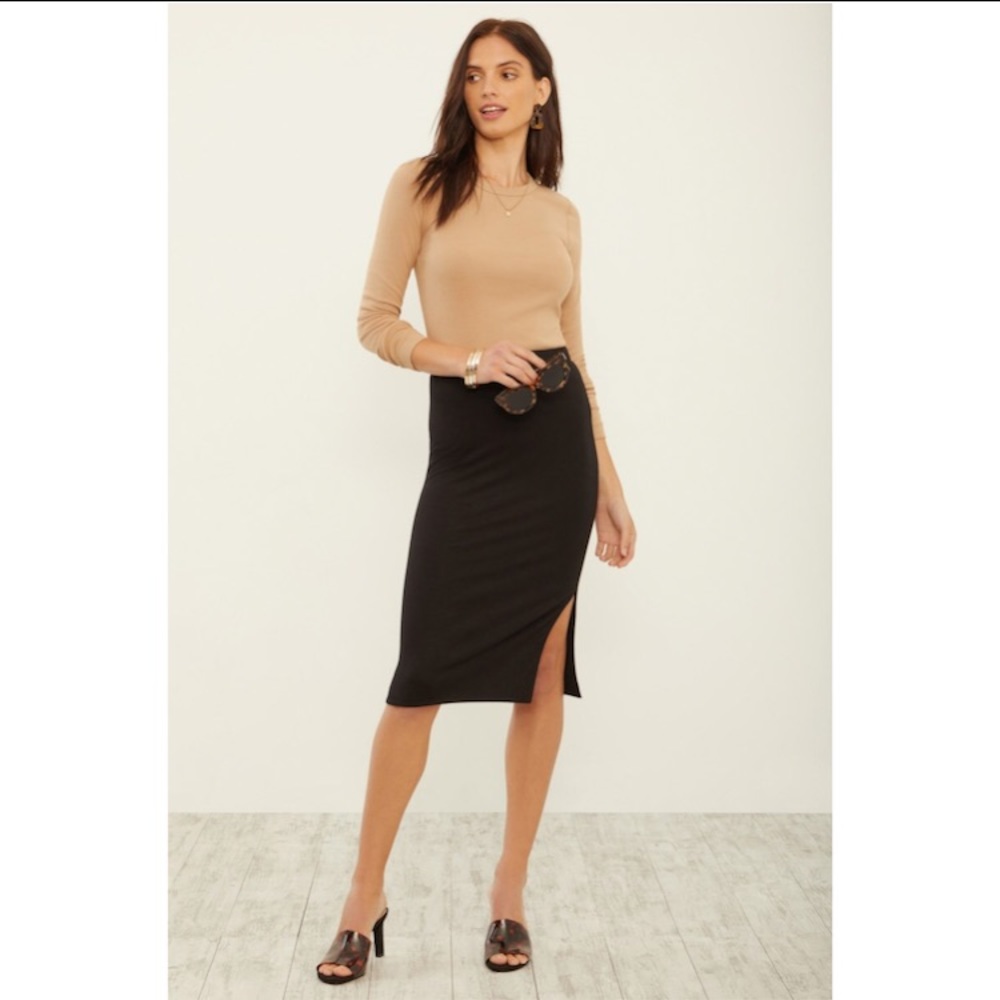 Three Dots Lux Rib Pencil Skirt